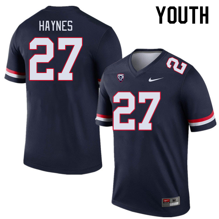 Youth #27 Rex Haynes Arizona Wildcats College Football Jerseys Stitched-Navy - Click Image to Close
